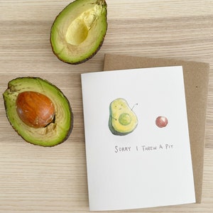 Avocado Apology Sorry Illustrated Watercolour Greeting Card Blank image 2