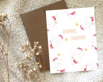 Anime Radish Dance Watercolour Greeting Card Blank