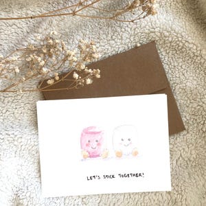Carte de voeux aquarelle Marshmallow Buddies - Vierge à l'intérieur