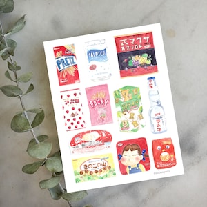 Asian Japanese Drinks Snacks Print Watercolour Card Postcard Snail Mail