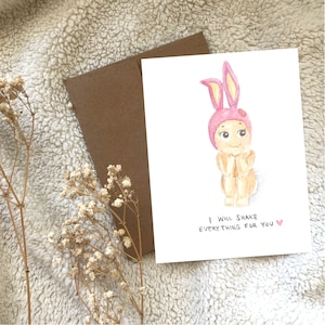 Sonny Angel Lapin Lapin Aux Longues Oreilles Rose Carte De Vœux Aquarelle Illustrée Vierge