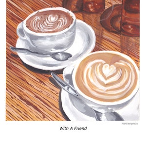 Coffee Latte Art Gouache Illustration Postcard Set 3pcs Latte, Flat white, Cappuccino, Matcha Bears image 7