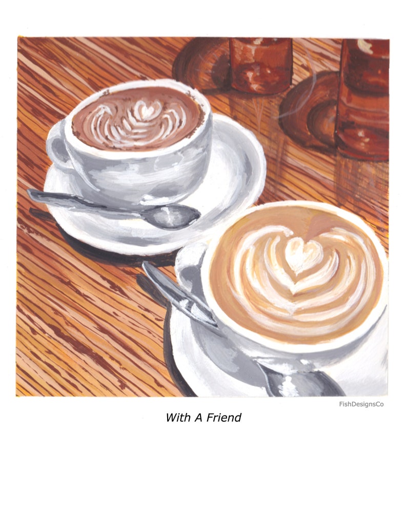 Coffee Latte Art Gouache Illustration Postcard Set 3pcs Latte, Flat white, Cappuccino, Matcha Bears image 7