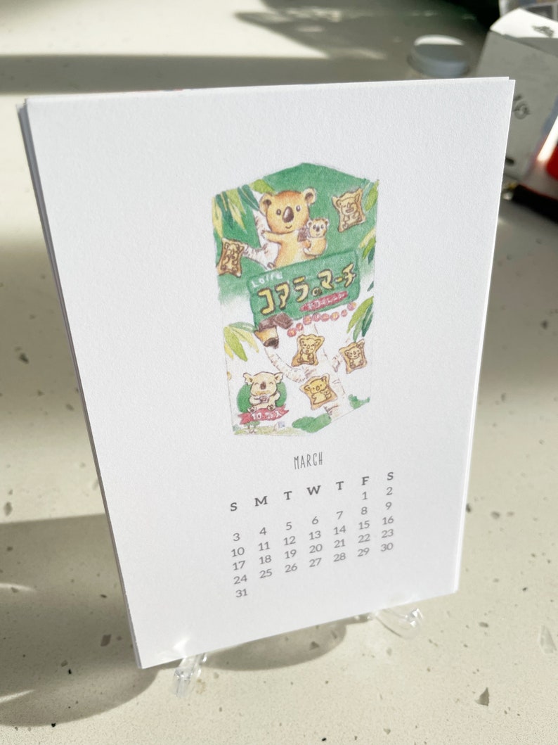 2024 Asian Snacks Calendar, Cute Japanese Food Drink Snacks Watercolour Illustration Postcard Desk Calendar Refill 4x6 image 5
