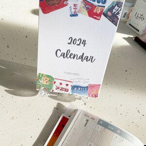 2024 Asian Snacks Calendar, Cute Japanese Food Drink Snacks Watercolour Illustration Postcard Desk Calendar Refill 4x6 image 4