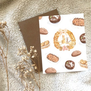 Anime Bread Watercolour Greeting Card Blank