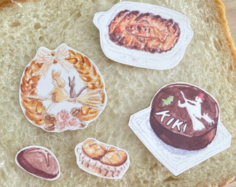 Anime Bread Bakery Watercolor Sticker Set- 5pcs