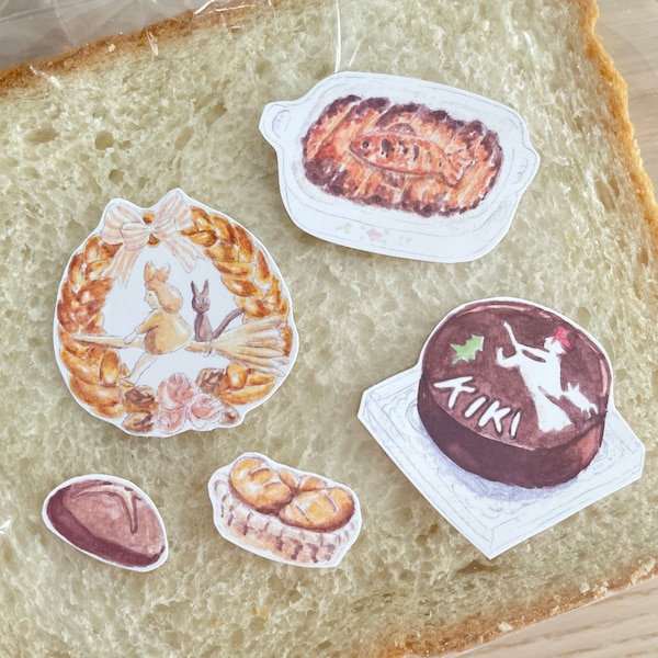 Anime Bread Bakery Watercolor Sticker Set- 5pcs