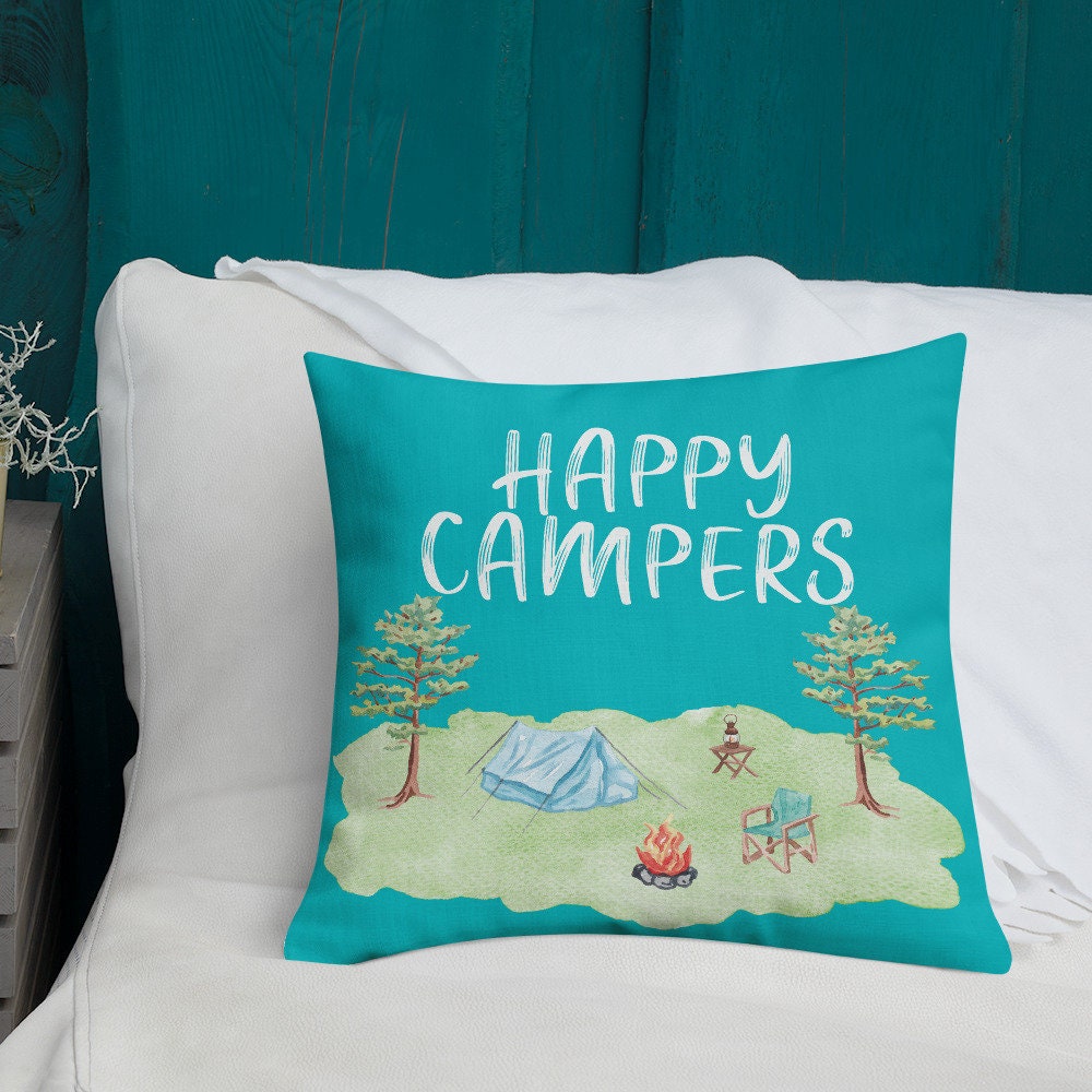 Camping Pillow Premium Linen Fabric 18x18 Throw Etsy