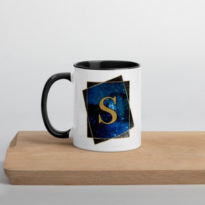 Galaxy Coffee Mug Cosmic Lover Gift, Hand Painted Starry Night Glass Mug,  Custom Blue Mug 