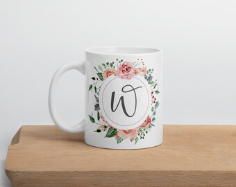 Monogram Mug Letter W Initial Mug Personalized Gift Customized Coffee Cup Initial Cup Gift Ideas Wedding Gift Mother's Day Gift