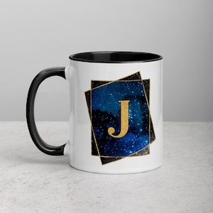 Monogram Taza Carta J Taza Inicial Regalo Personalizado Taza de Café Inicial Taza Regalo Ideas Galaxy Taza Cósmica Taza