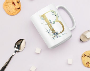 Personnalisé Mug Letter B Initial Mug 15 oz Customd Coffee Cup Personalized Coffee Mug Birthday Gift Cadeau fête des Mères