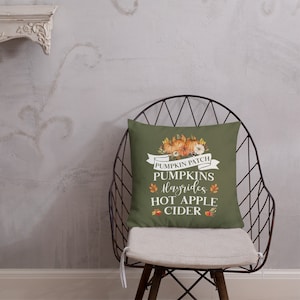 Fall Throw Pillow Premium Linen Fabric 18&quot;x18&quot; Throw Pillow Fall Decor Pumpkin Patch Throw Pillow Fall accent Pillow Farmhouse Home Decor
