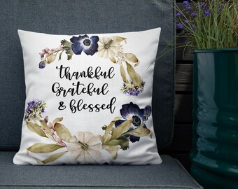 Fall Throw almohada de la ropa de cama premium 18 "x18" throw pillow Fall Decor Acción de Gracias Throw Pillow Fall accent Pillow Thankful Home Decor