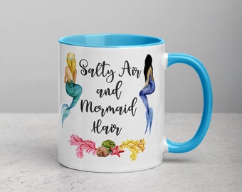Salzige Luft und Meerjungfrau Haarbecher Meerjungfrau Kaffeetasse Geburtstagsgeschenke beste Freund Geschenke Meerjungfrau Geschenke Meerjungfrau Kaffeebecher