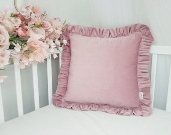 Funda de almohada decorativa con volantes, para cojín de 40x40, terciopelo