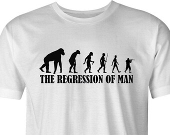 Regression Of Man by BigBadTees.com - Free USA Shipping - Funny Anti-Gun T-Shirt - Evolution Of Man Parody T-Shirt - Anti-Second Amendment
