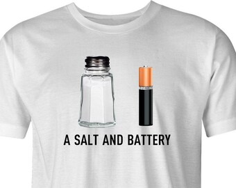 Salt and Battery Pun T-Shirt: Funny Assault Parody Tee