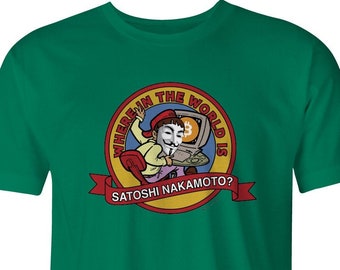 Where is Satoshi T-Shirt: Funny Bitcoin Carmen Sandiego Parody