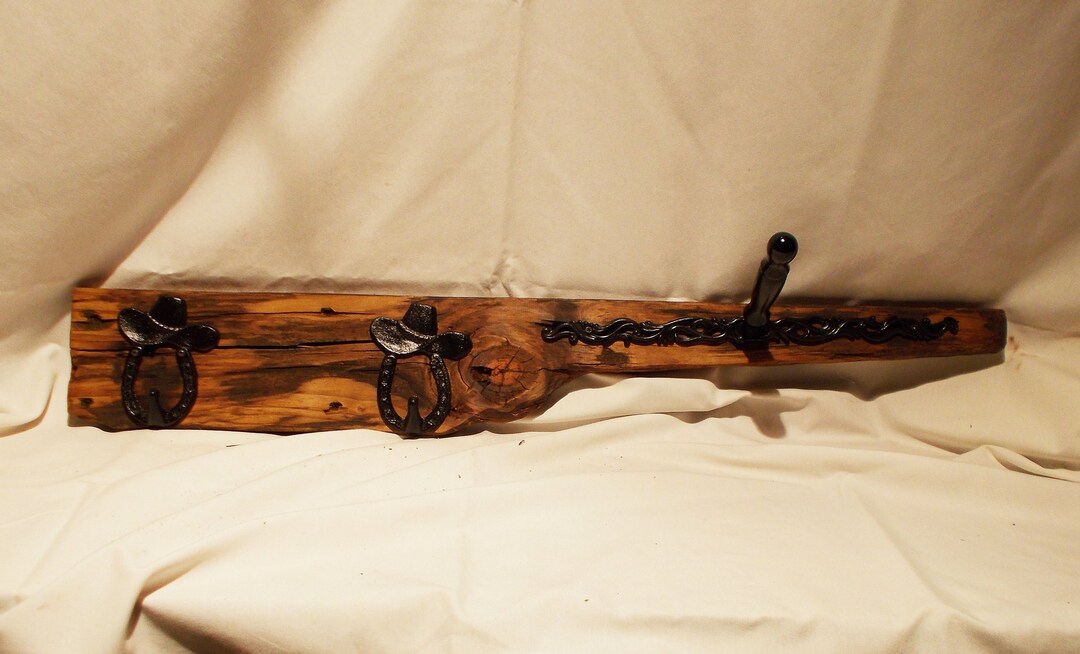 Western Style Coat Rack With Hat Rack Western Style Horseshoe Etsy