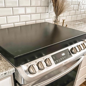 Sleek Black Minimalist Stove Cover, Noodle Board, Burner Cover, Cooktop, Electric Stove, Gas Range, Wedding Gift, Mother&#39;s Day, Realtor Gift