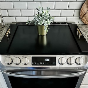 Sleek Black Minimalist Stove Cover, Noodle Board, Burner Cover, Cooktop, Electric Stove, Gas Range, Wedding Gift, Mother&#39;s Day, Realtor Gift