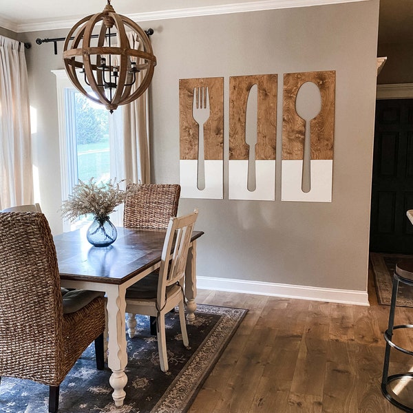 Wooden Fork and Spoon Wall Decor Etsy
