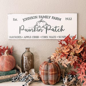 Personalized Pumpkin Patch Wall Sign, Family Name, Farmhouse, Custom, Laser Engraving, Hand Painted, Fall Decor, Thanksgiving centerpiece
