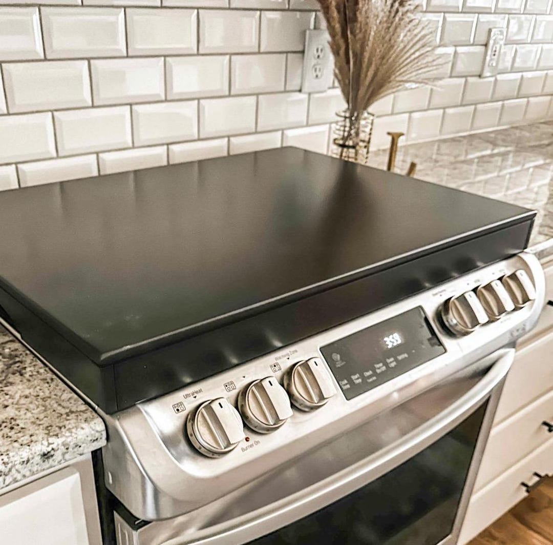 Sleek Black Minimalist Stove Cover, Noodle Board, Burner Sleek Black Minimalist Stove Cover, Noodle Board, Burner