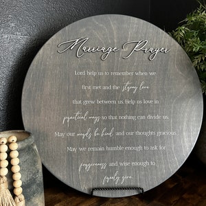 Engraved Marriage Prayer Sign, Wedding Gift, Housewarming, Christian, Minimalist, Realtor Gift, Mother&#39;s Day, Bible Verse, Family, Bridal