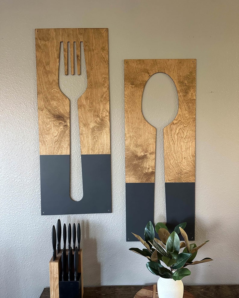 Fork Spoon Knife Wall Decor Utensil Wall Hanging black Etsy