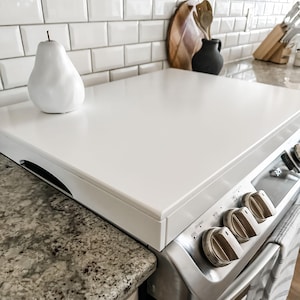 White Minimalist Stove Cover, Noodle Board, Gas Range, Cooktop, Burner Cover, Modern Kitchen, Wedding, Realtor Gift, Stovetop, Electric