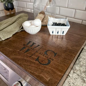 Engraved Monogram Stove Cover, Noodle Board, Personalized, Realtor Gift, Stovetop Cover, Gas Range, Burner, Cooktop, Wedding, Newlywed Gift