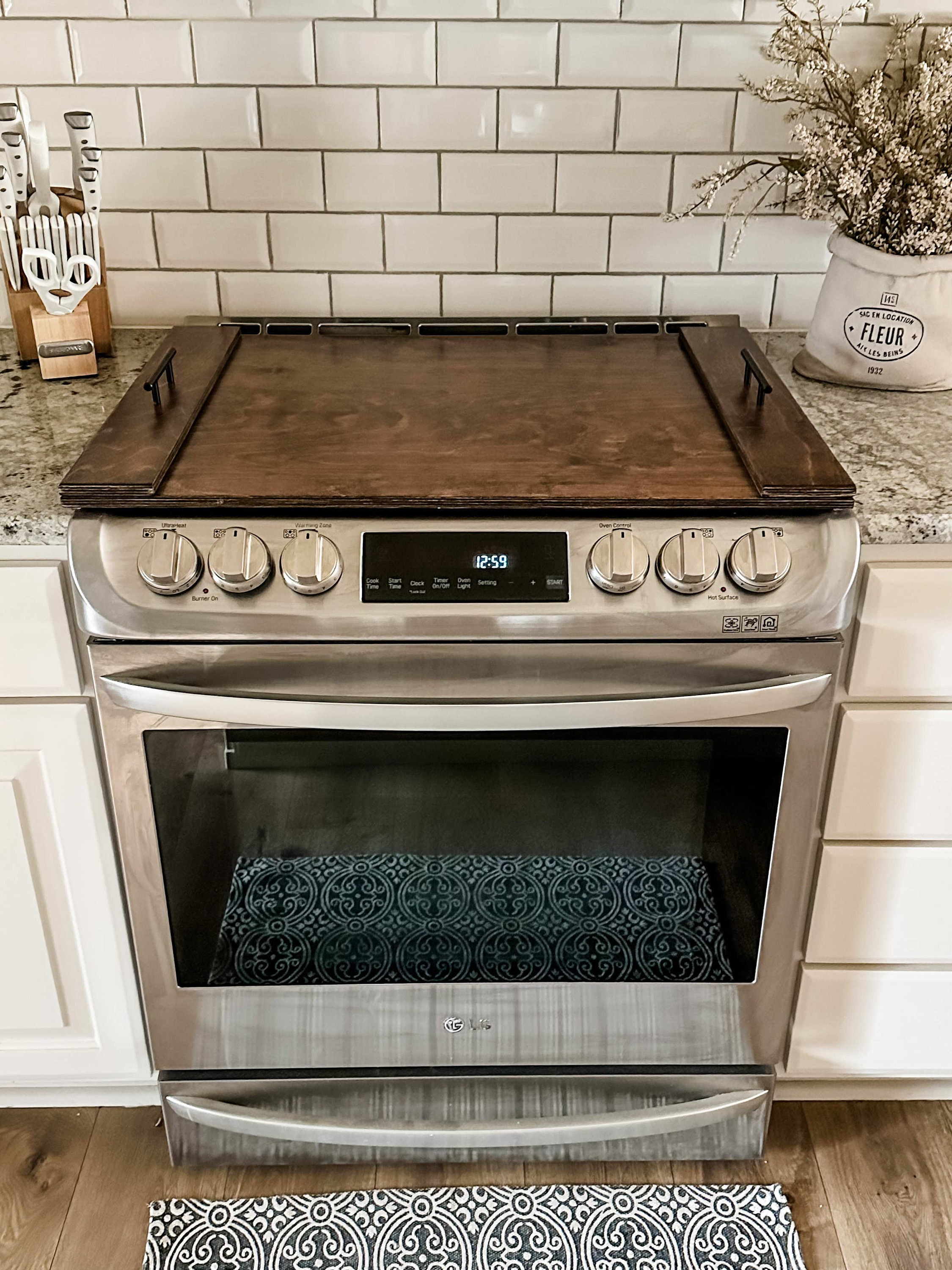 Noodle Board, Stove Cover, Floral, Farmhouse Style, Electric Stove