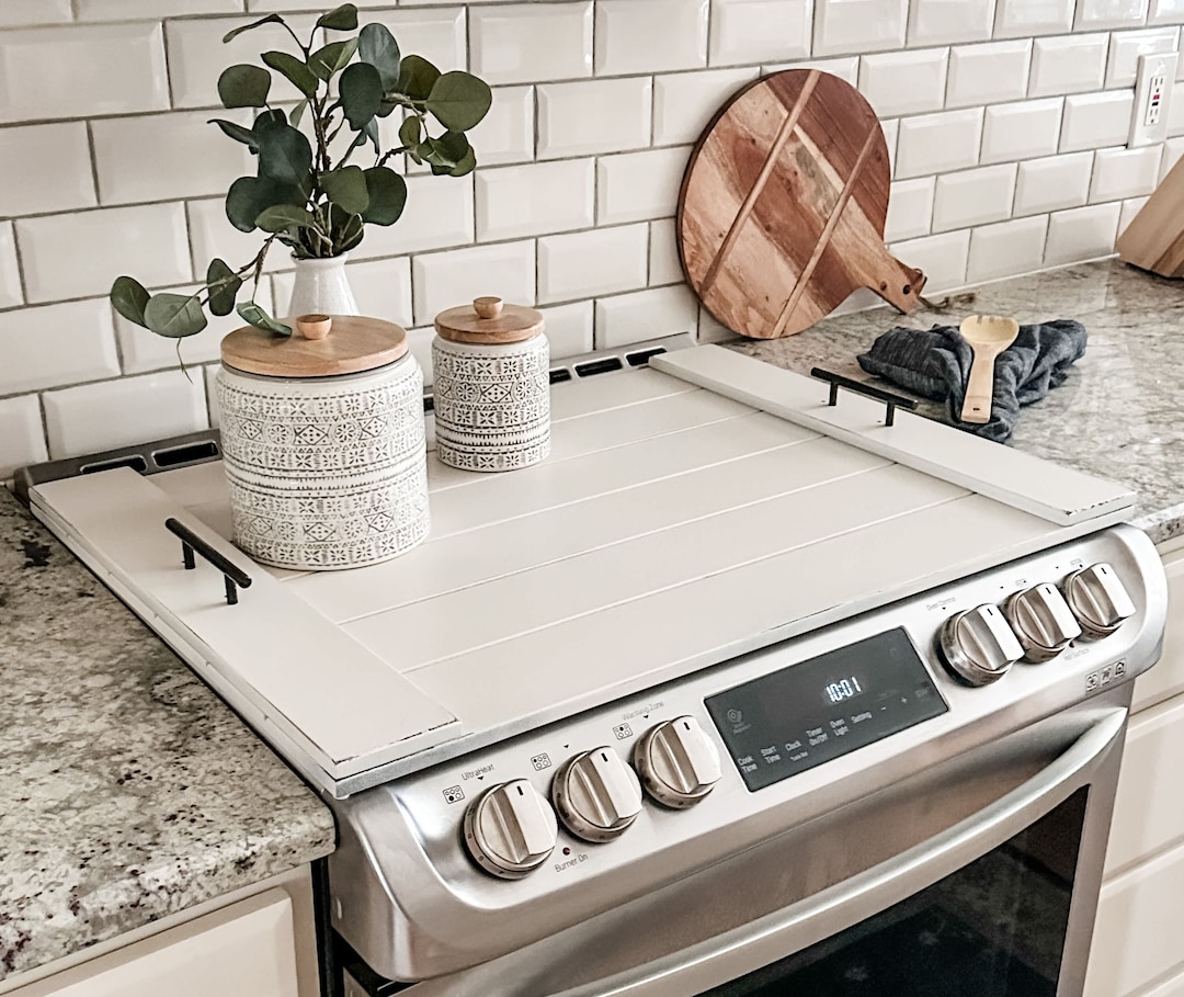 Slatted Ivory Stove Cover, Noodle Board, Gas Range, Electric, Glass  Cooktop, Burner Cover, Wedding, Realtor Gift, Minimalist, Farmhouse - Etsy, image size:1080x909