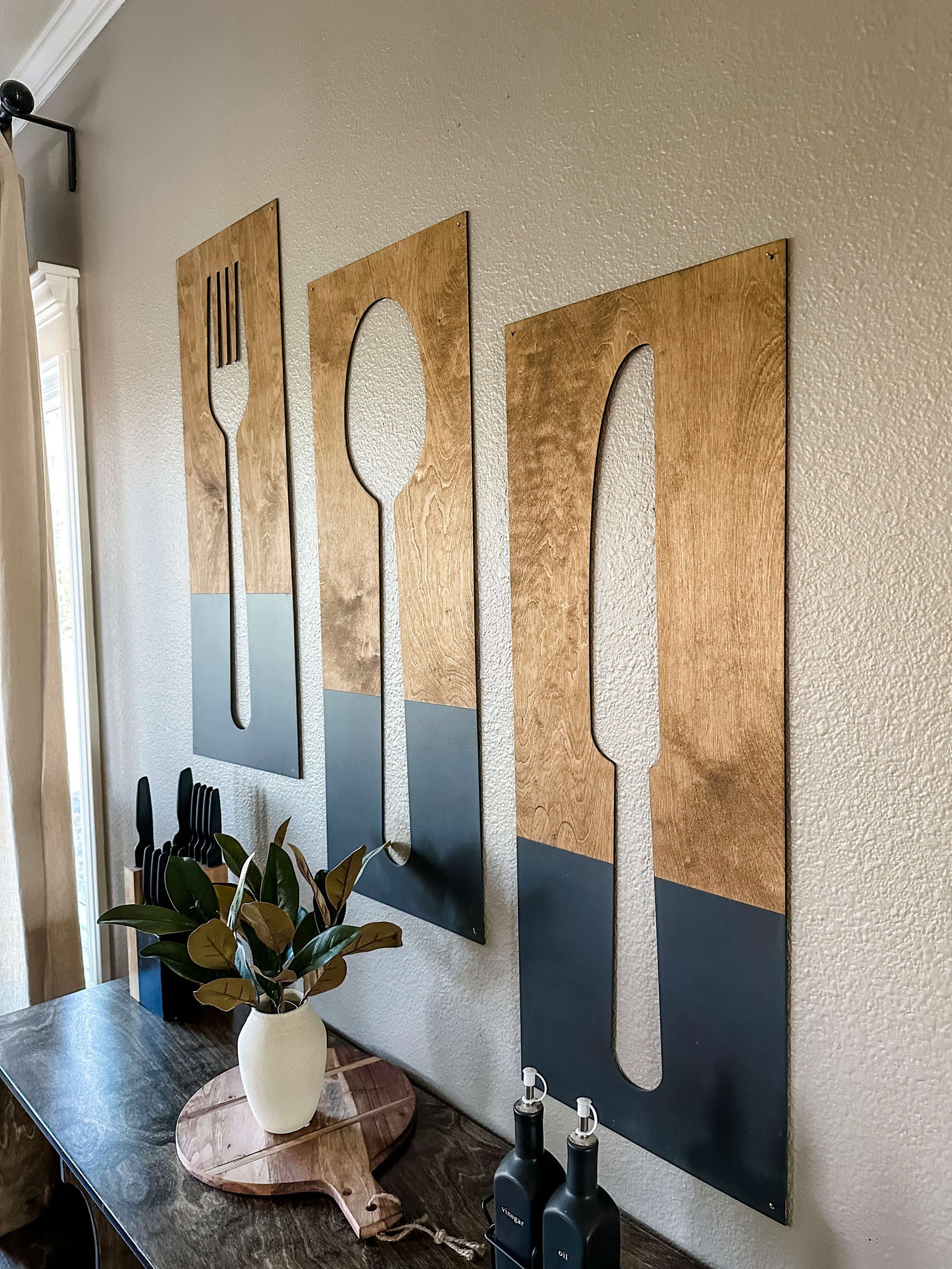 Fork Spoon Knife Wall Decor Utensil Wall Hanging black Etsy