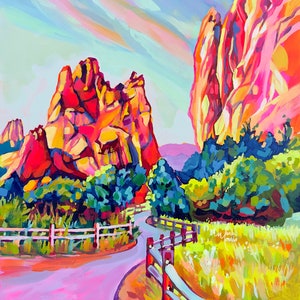 Colorado Art Print of Garden of the Gods, Colorado Springs Travel Print Wall Art— Unframed Giclee by Maria Morris