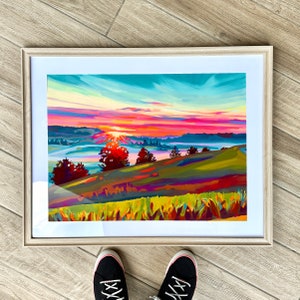 Kentucky Art Print, Sunset Painting by Maria Morris Art