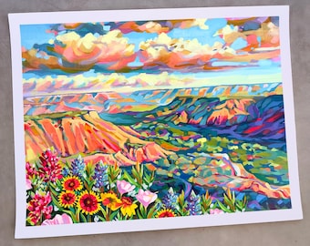 Arte mural del Panhandle de Texas, cañón de Palo Duro, giclée sin marco de Maria Morris