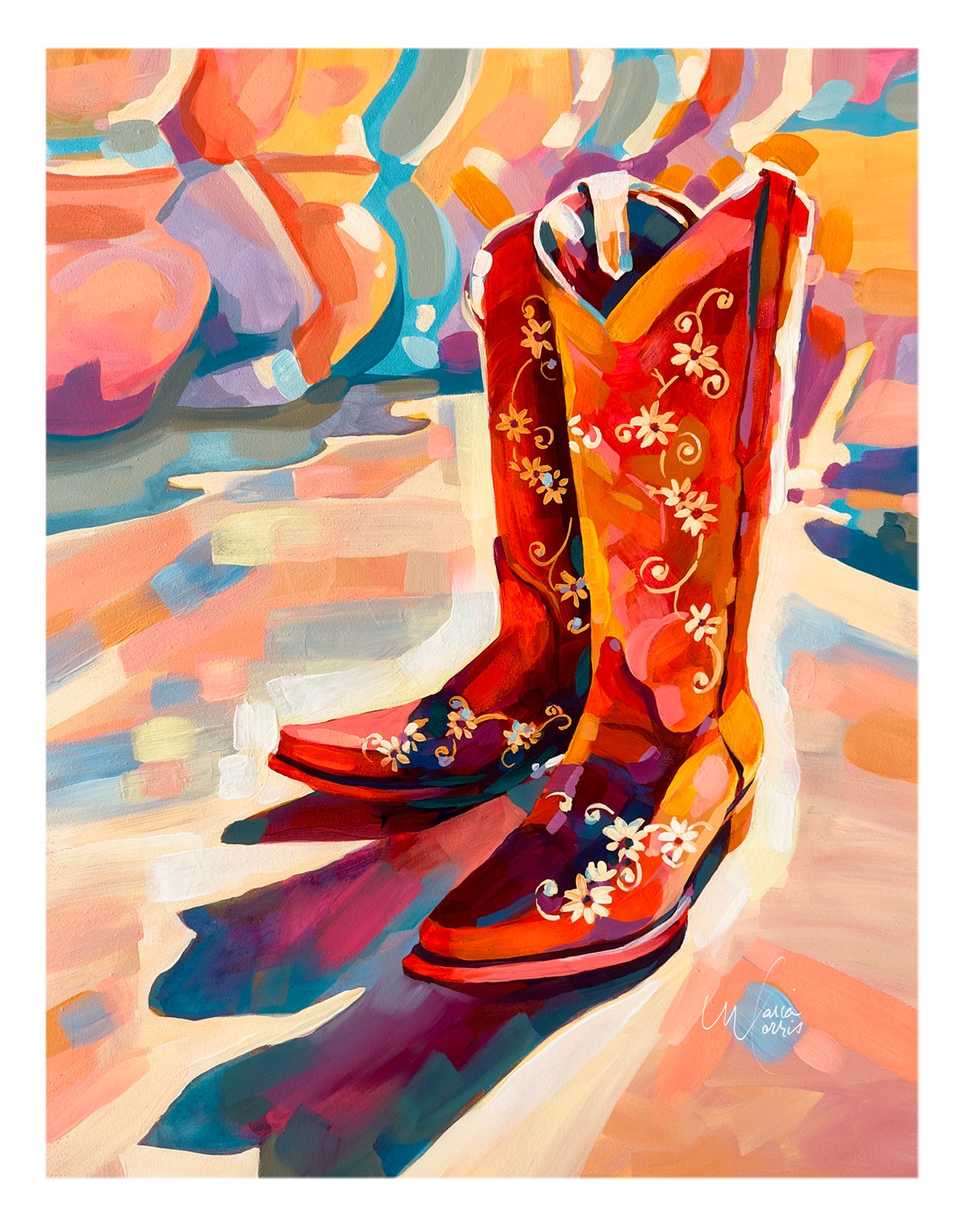 Texas Wall Art of Cowgirl Boots Western Wall Decor Etsy