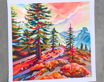Impresión artística del Parque Nacional de Yosemite, arte mural de California de Maria Morris