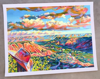 Impresión de arte del Cañón de Palo Duro: Paisaje de Texas Giclée