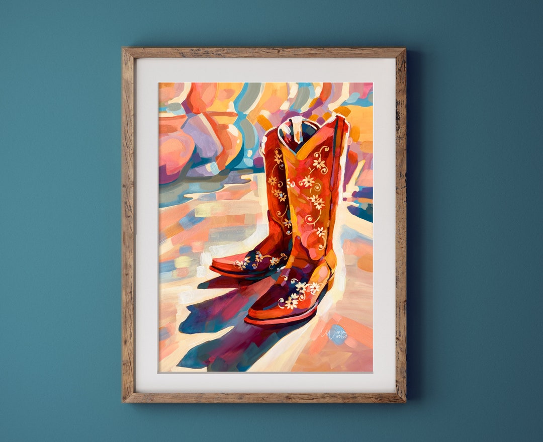 Texas Wall Art of Cowgirl Boots Western Wall Decor - Etsy