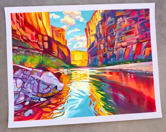 Arte mural del Parque Nacional Big Bend en Terlingua, Texas, impresión giclée de Maria Morris