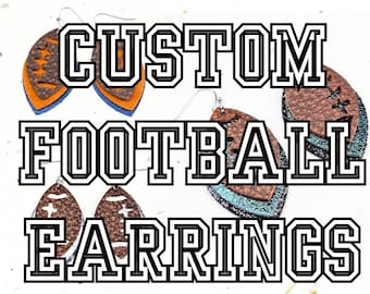 Custom Leather Football Earrings | Team Colors Game Day Jewelry | Personalized Sports Earrings | Sport Colors College Pro Football Earrings