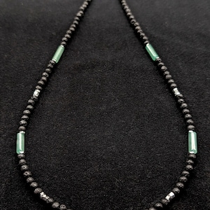 Silver or Gold Aventurine Gemstone Beaded Necklace Lava Rock Black and Green Beads Natural Gemstones Masculine Men&#39;s Necklace Jewelry Gifts