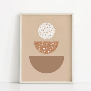 Terrazzo Printable Wall Art, Beige Mid Century Modern Print, Geometric Abstract Shapes Poster, Neutral Minimalist Print, Digital Download