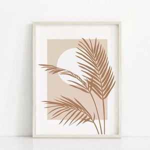 Palm Leaf Printable Wall Art, Neutral Botanical Wall Art, Palm Tree Print, Abstract Leaf Minimalist Print, Boho Dorm Decor, Digital Download