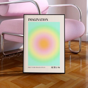 Aura Poster, Positive Affirmation Printable Wall Art, Aura Energy Print, DIGITAL DOWNLOAD, Retro Gradient Poster, Colorful Dorm Room Decor